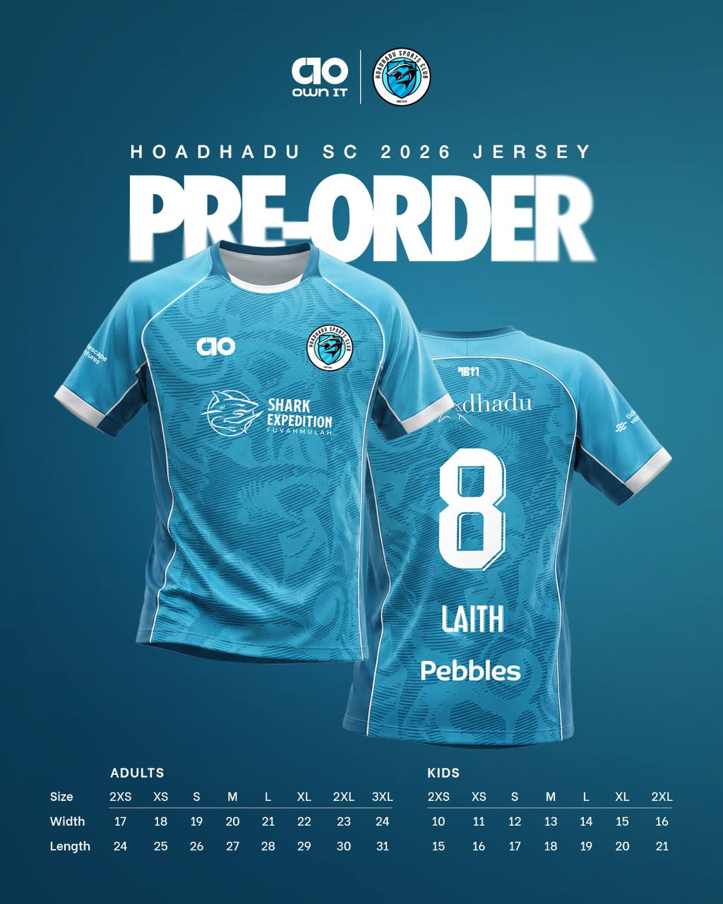 Hoadhadu Sports Club 2026 jersey, front and back